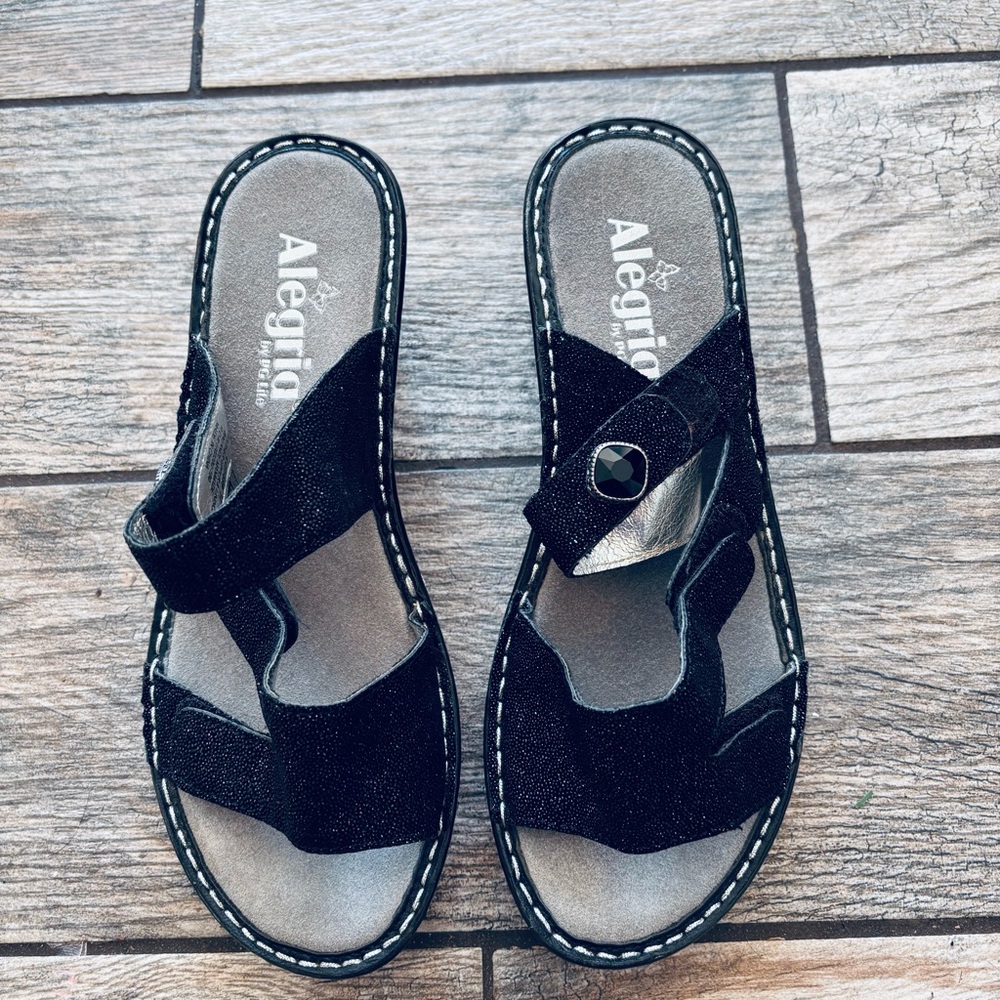 Alegria Women's Black Slide Sandals size 37 US 7